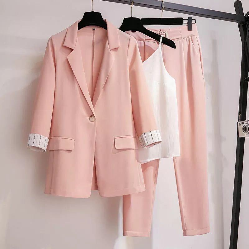 Elegante Drie-Delige Pak Set voor Dames